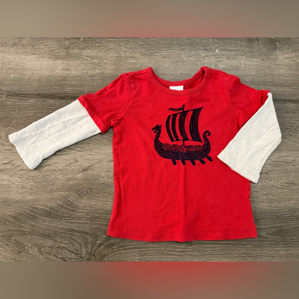 Hanna Andersson VGUC Viking ship shirt LS 2T 85cm